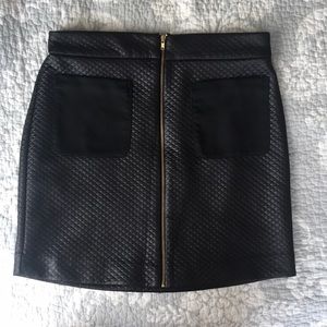 NWT The Limited Black Quilted Faux Leather Skirt